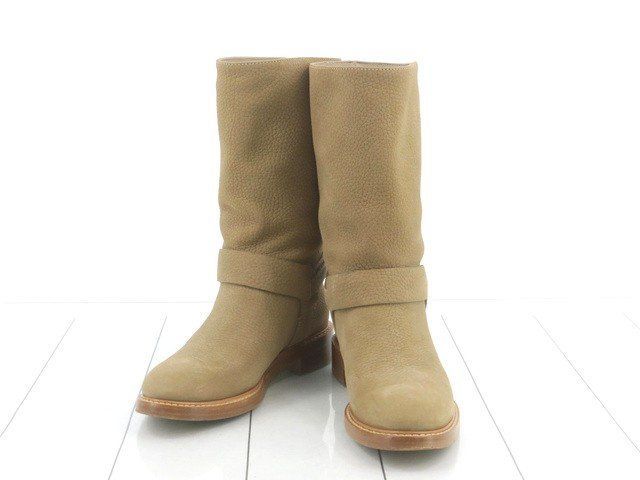 ヴィトン サイズ36.5 約23.5 cm ペコスブーツ アンクルストラップ ベージュ レザー ロゴ エンジニア レディース LOUIS VUITTON□7 K