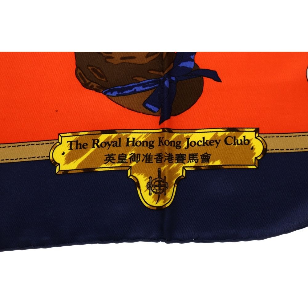 HERMES エルメス カレ90 TheHongKongJokeyClcb シルクスカーフ レッド×ブルー 中古・古着通販】HERMES (エルメス) シルクスカーフ カレ90 ブルー