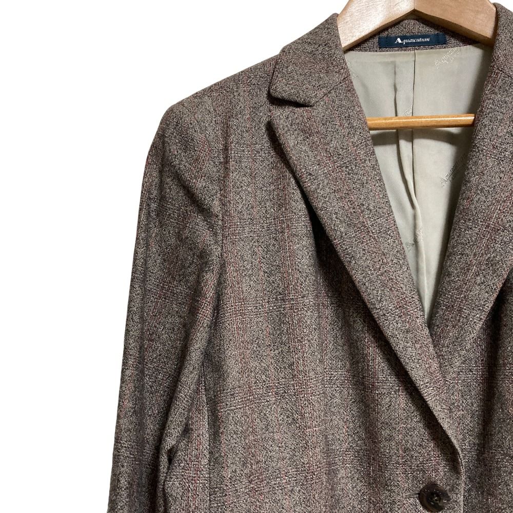 美品 Aquascutum アクアスキュータム チェック ジャケット ひざ丈
