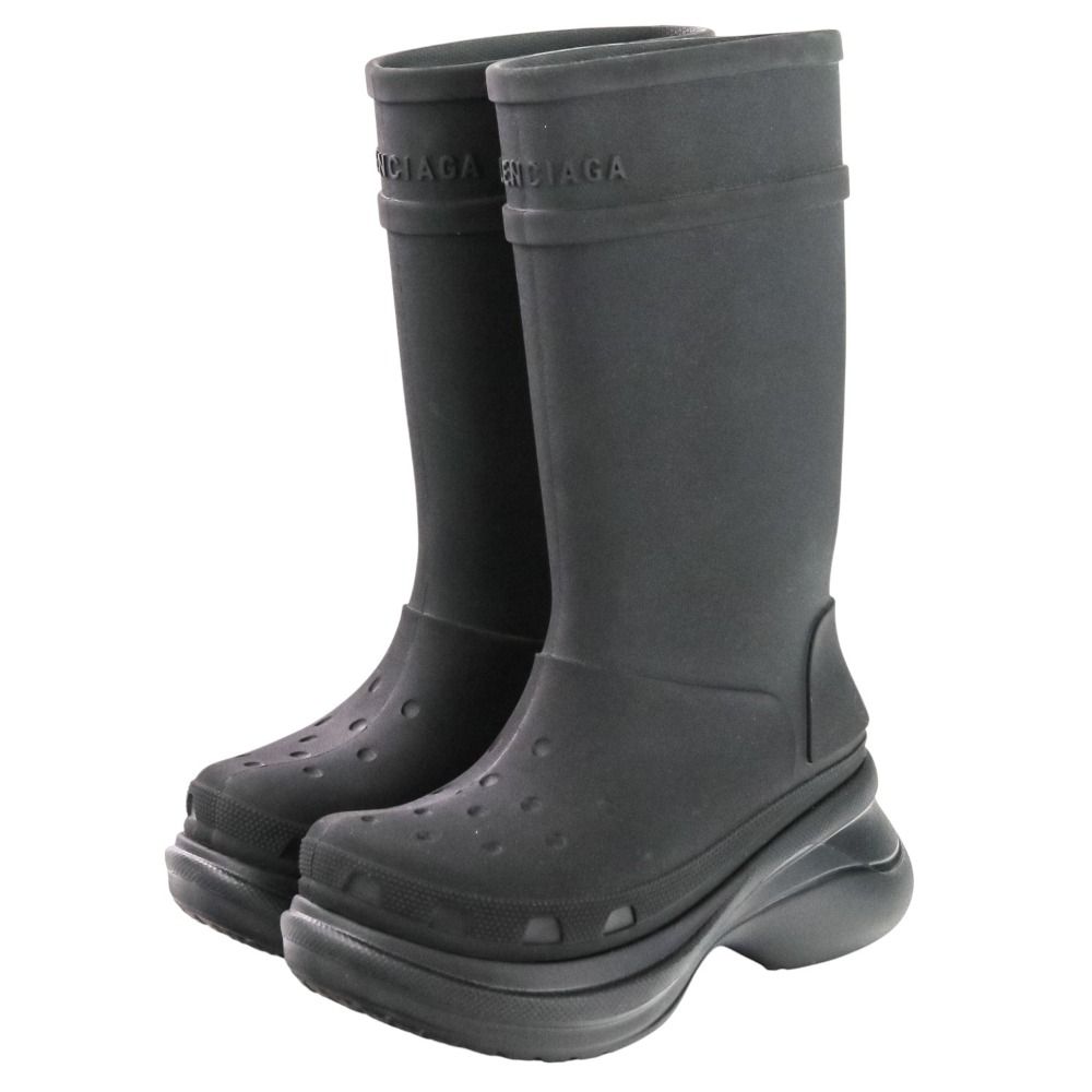 バレンシアガ crocs クロックス コラボ ロングブーツ サイズ36 約24 cm ブラック レディース 古着