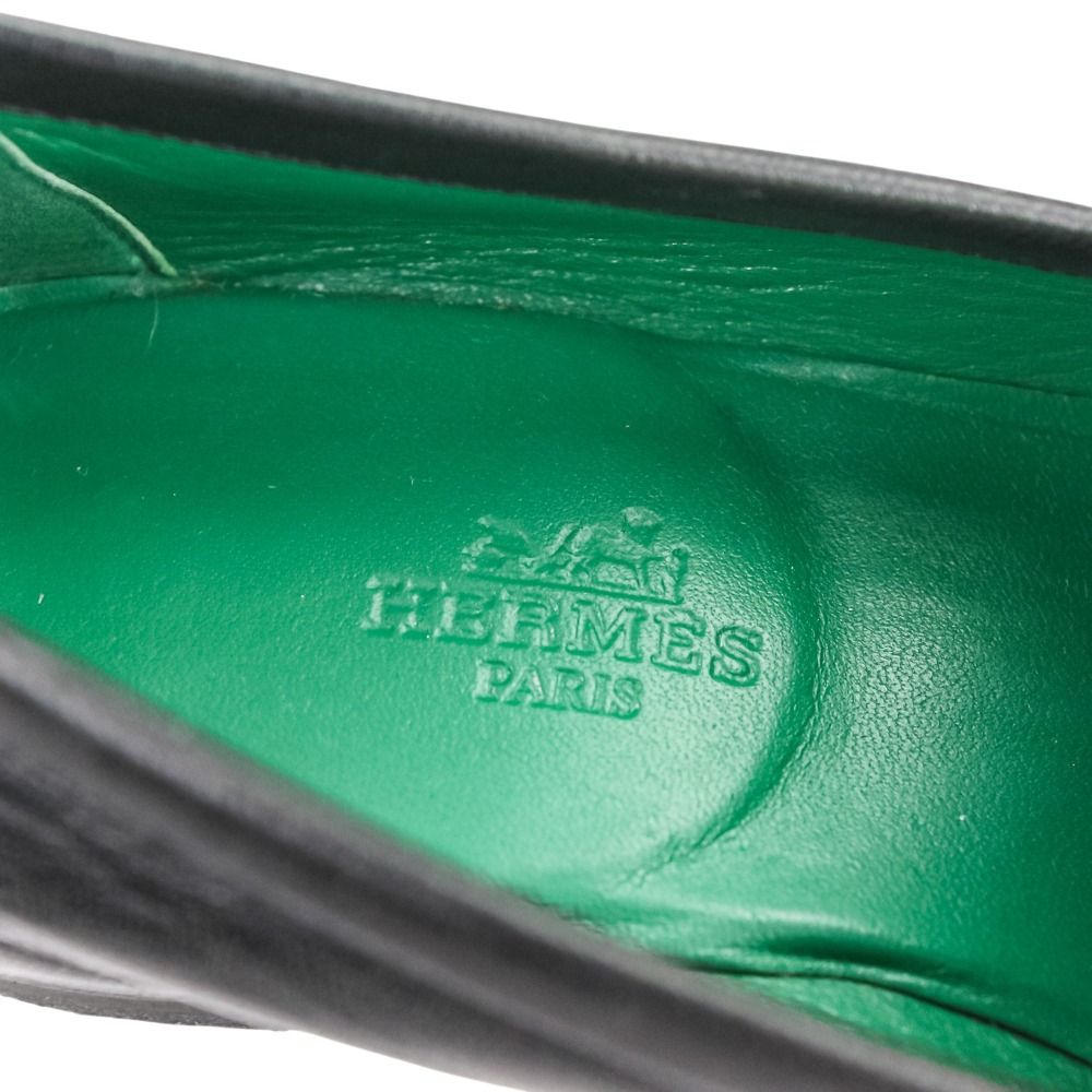  HERMES エルメス モカシンパリ コンスタンス レザー ローファー シューズ サイズ35.5 約22.5 cm シルバー金具 ブラック レディース 古着 ローファー 革靴 靴