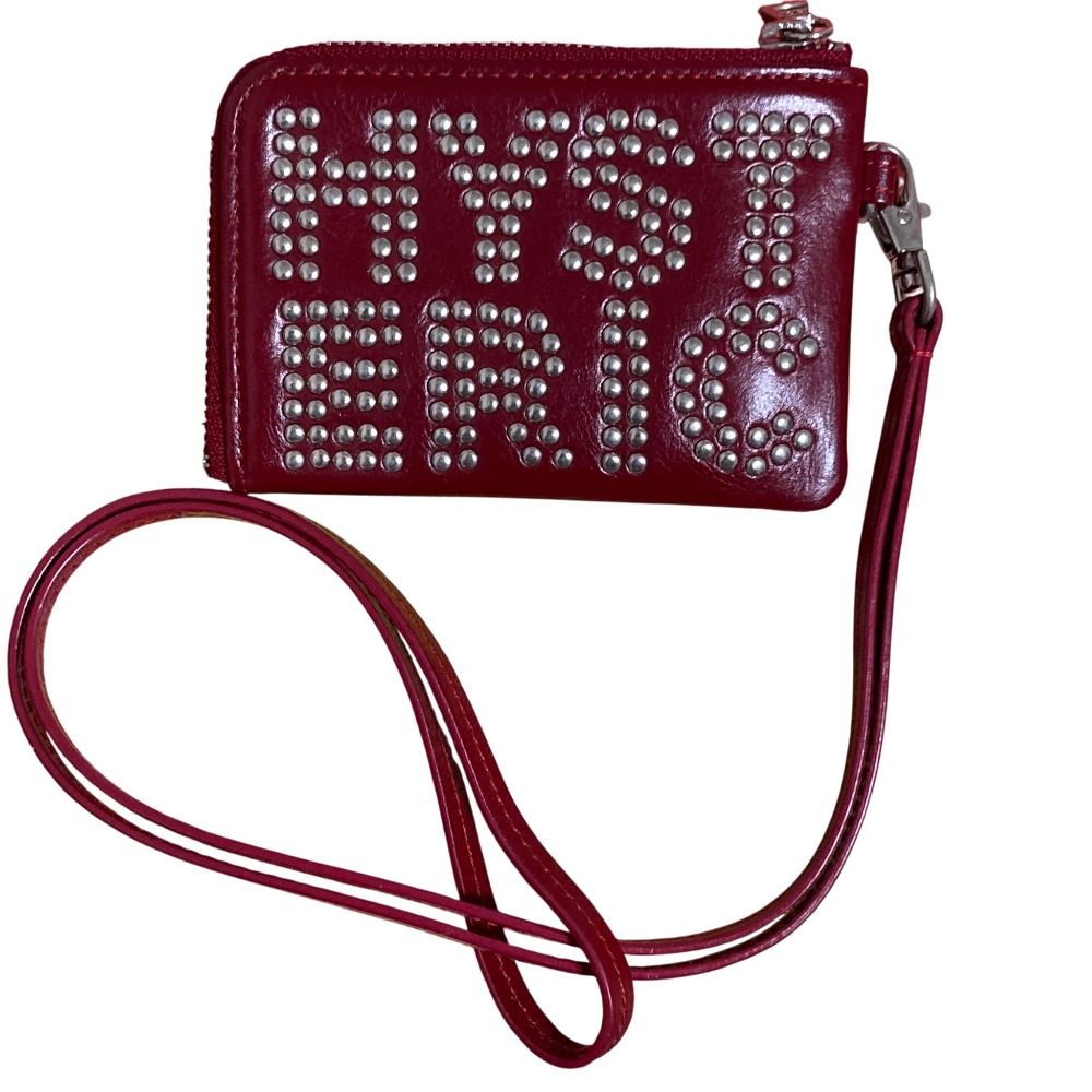 HYSTERIC GLAMOUR ヒステリックグラマー ロゴスタッズ ストラップ付きコインケース レッド レディース 古着