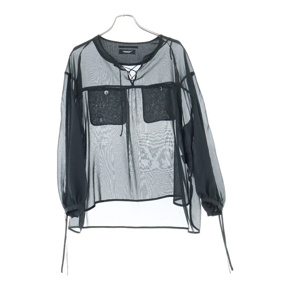 UNDERCOVER アンダーカバー シフォンプルオーバーシャツ 長袖シャツ ブラウス ブラック UC1E4407-2