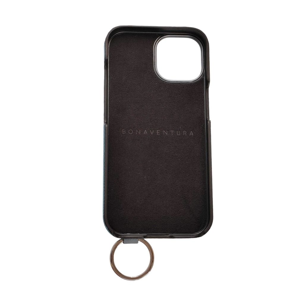 ボナベンチュラ カーフスキン バイ iphone 15 ハンドル付き バックカバーケース き ブルー レディース 古着