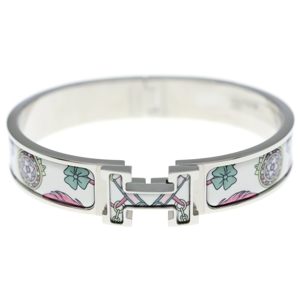 HERMES (エルメス) クリックH エナメルブレスレット ホワイト シルバー