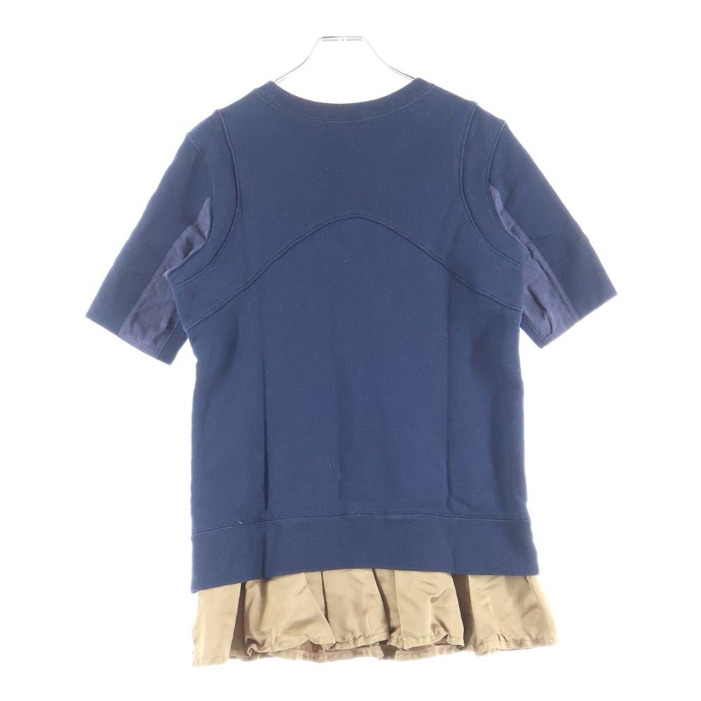 UNDERCOVER アンダーカバー 14AW サイドボールジップ タック フリルスカート レイヤード クルーネック 半袖スウェット カットソー レディース ネイビー N1810 UNDERCOVER (アンダーカバー) 14AW サイドボールジップ タック フリル