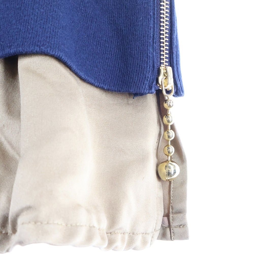UNDERCOVER アンダーカバー 14AW サイドボールジップ タック フリルスカート レイヤード クルーネック 半袖スウェット カットソー レディース ネイビー N1810 UNDERCOVER (アンダーカバー) 14AW サイドボールジップ タック フリル