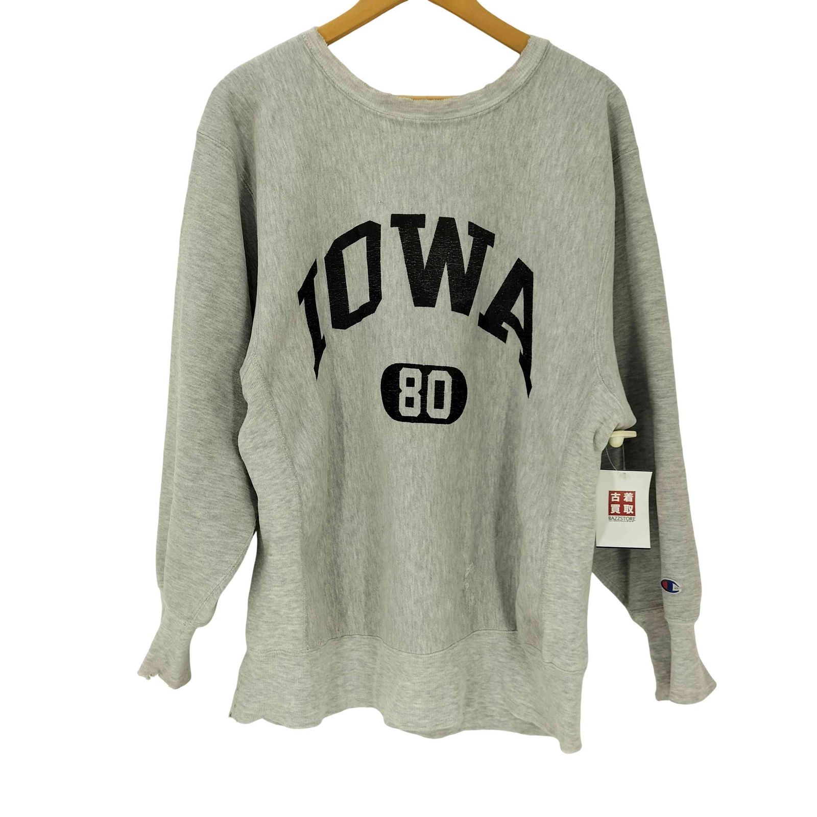 Champion(チャンピオン) 90S USA製 刺繍タグ REVERSE WEAVE リバースウィーブ IOWA 80 2段 アーチロゴ プリント スウェット 霜降り メンズ import：XL 【中古】【ブランド古着バズストア】 チャンピオン Champion 90S USA製 刺繍タグ REVERSE WEAVE リバース