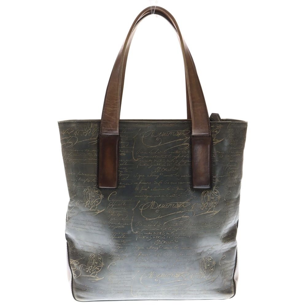 Berluti ベルルッティ モダニスト バーティカル カリグラフィ スクリットレザー ショルダー トートバッグ ブラウン