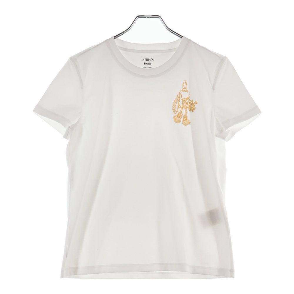 HERMES エルメス 25 AW カルトゥッシュ 馬具プリント クルーネック 半袖Tシャツ カットソー ホワイト