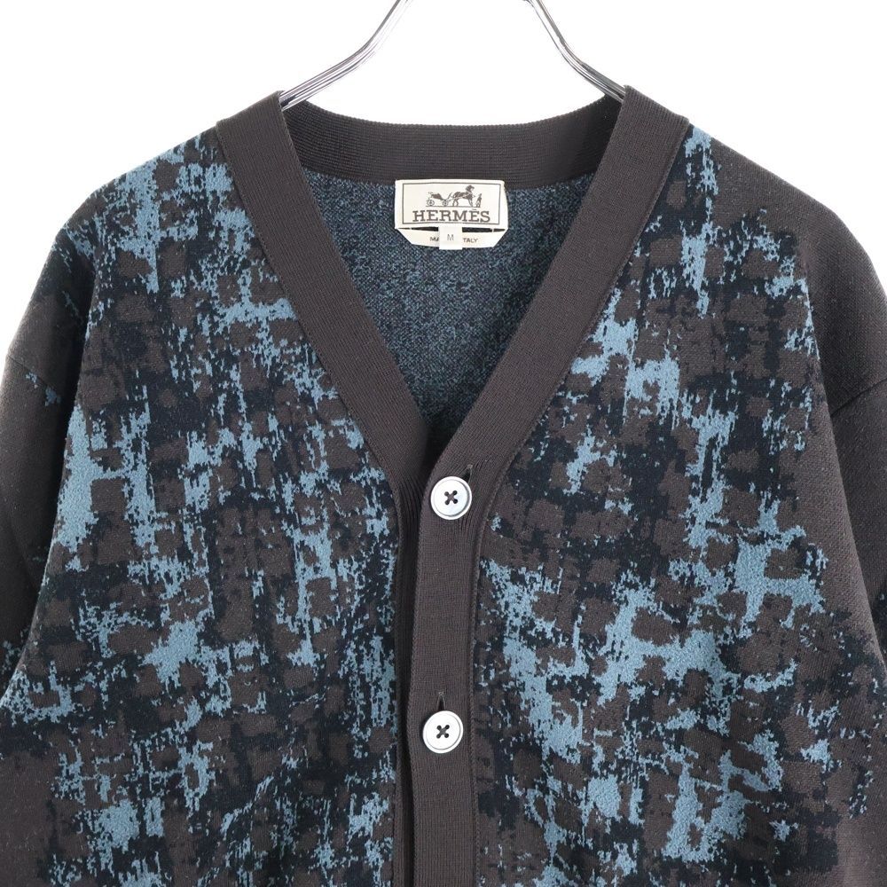 HERMES (エルメス) 総柄ジャガード レーヨン混 ウール ニット 長袖