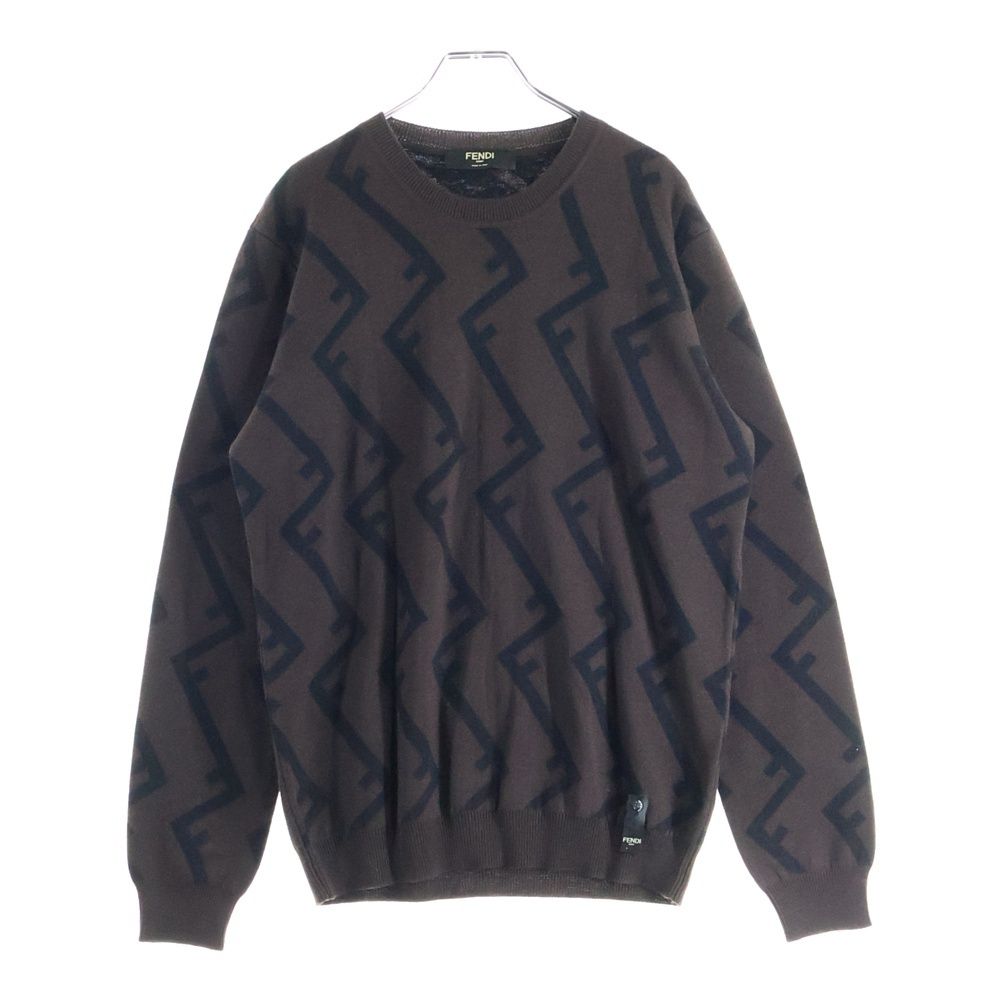 FENDIセーター FENDI (フェンディ) FF柄クルーネックニット ブラウン FZZ489 A93S