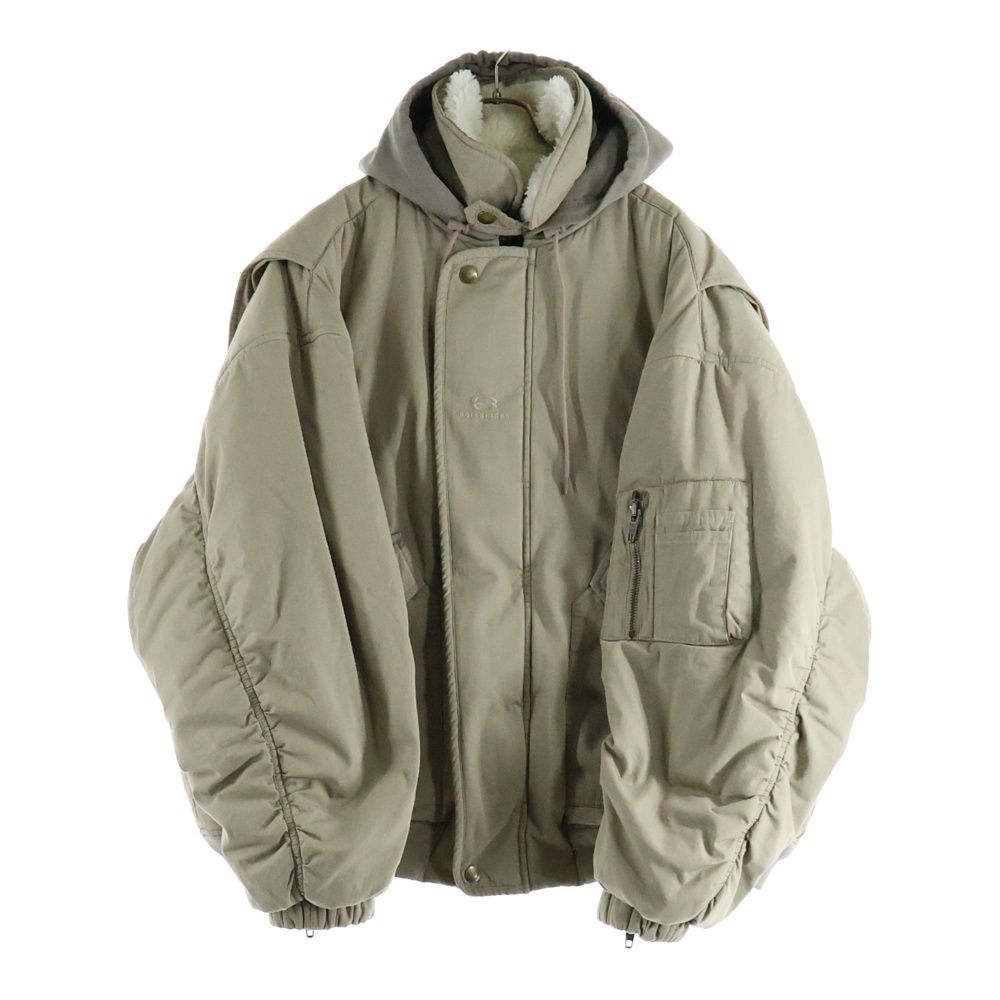 バレンシアガ 22 AW UNITY BOMBER JACKET 698837 TLP 03 ロゴ刺繍 ユニティーボンバージャケット ベージュ