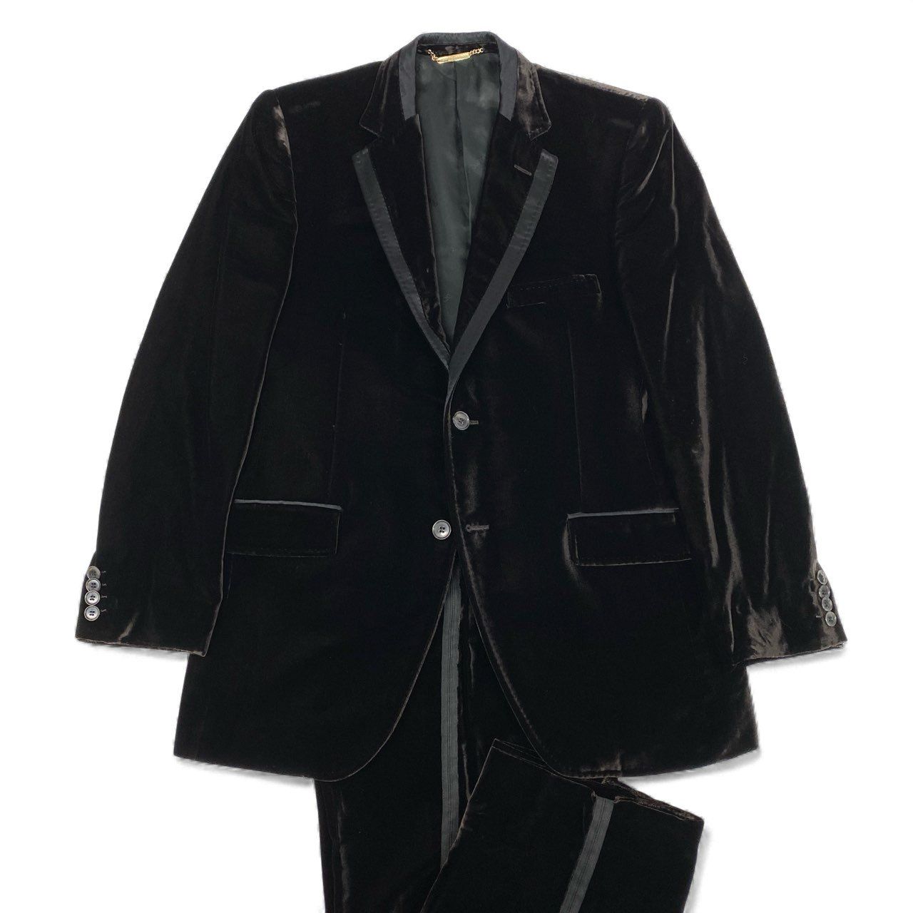 31 L 8 DOLCE＆GABBANA ドルチェアンドガッバーナ タキシード セットアップ ベロア サイドライン イタリア製 ブラウン メンズo 07 t