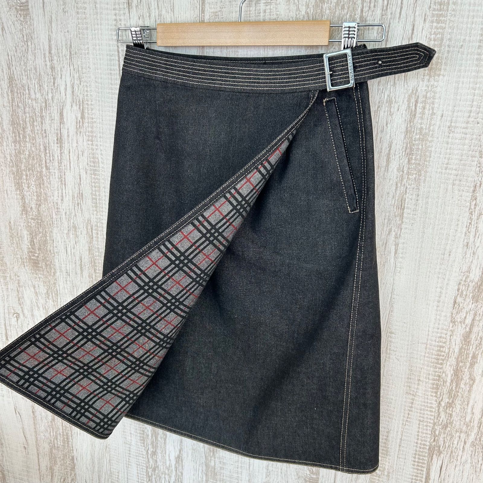 バーバリーロンドン 膝丈スカート 新品未使用 BURBERRY LONDON バーバリーロンドン ノバチェック ベルト付き ひざ丈