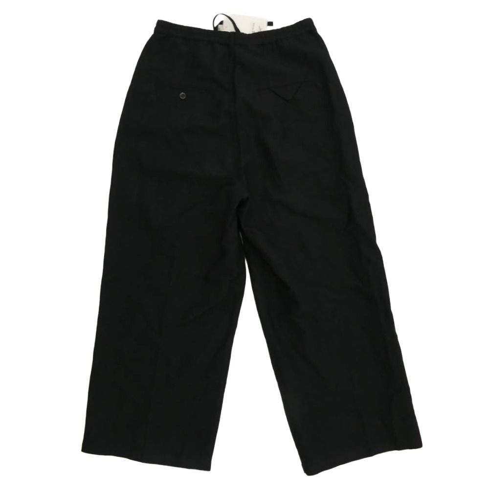 ANCELLM アンセルム 25 SS ANC-PT 62 W L WIDE EASY TUCK SLACKS ウール リネン ワイド イージー タック スラックス ブラック系 2