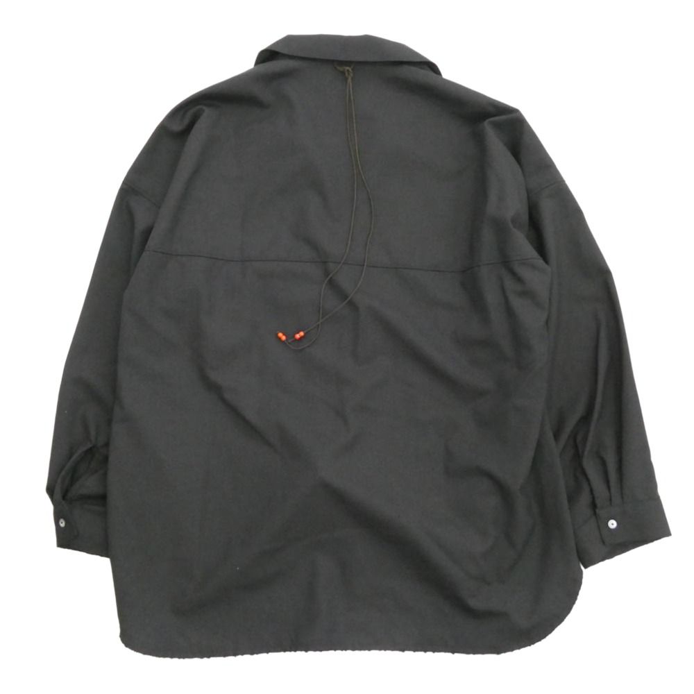 ANCELLM アンセルム 25 AW ANC-SH 71-B WASH WOOL LONG SHIRT ウォッシュ ウール ロング シャツ ブラック系 2