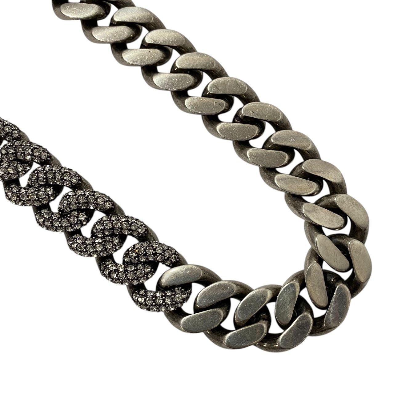 SAINT LAURENT】喜平 ネックレス ラインストーン シルバーカラー