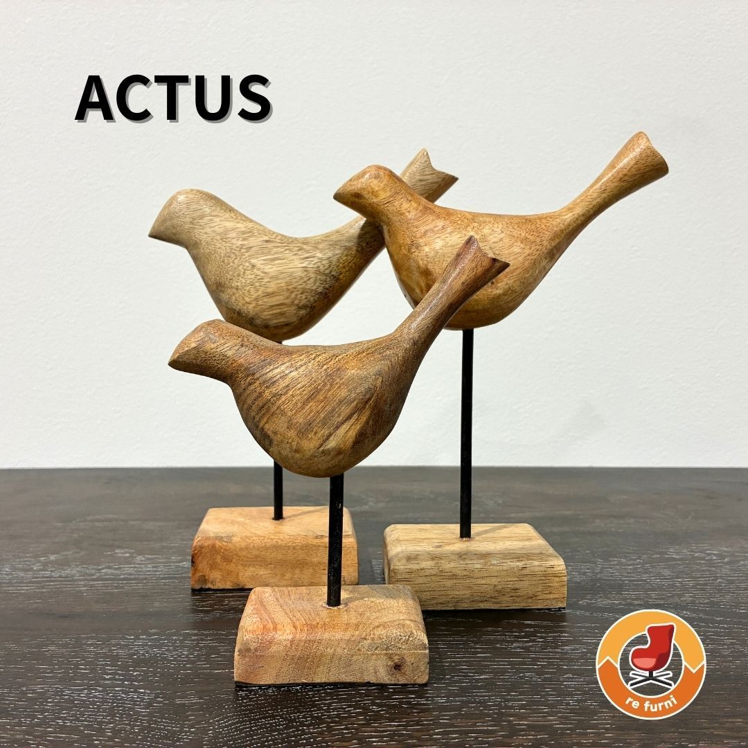 ACTUS バードオブジェ 大小3個セット アクタス 木製 ディスプレイ 鳥