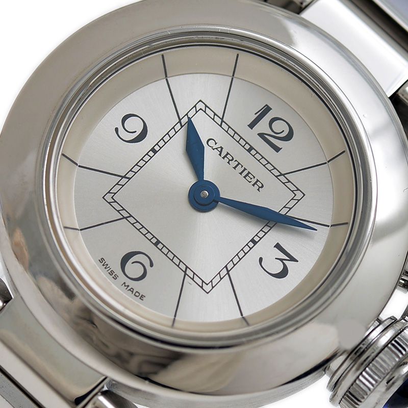 カルティエ ミスパシャ レディース シルバー文字盤 クォーツ