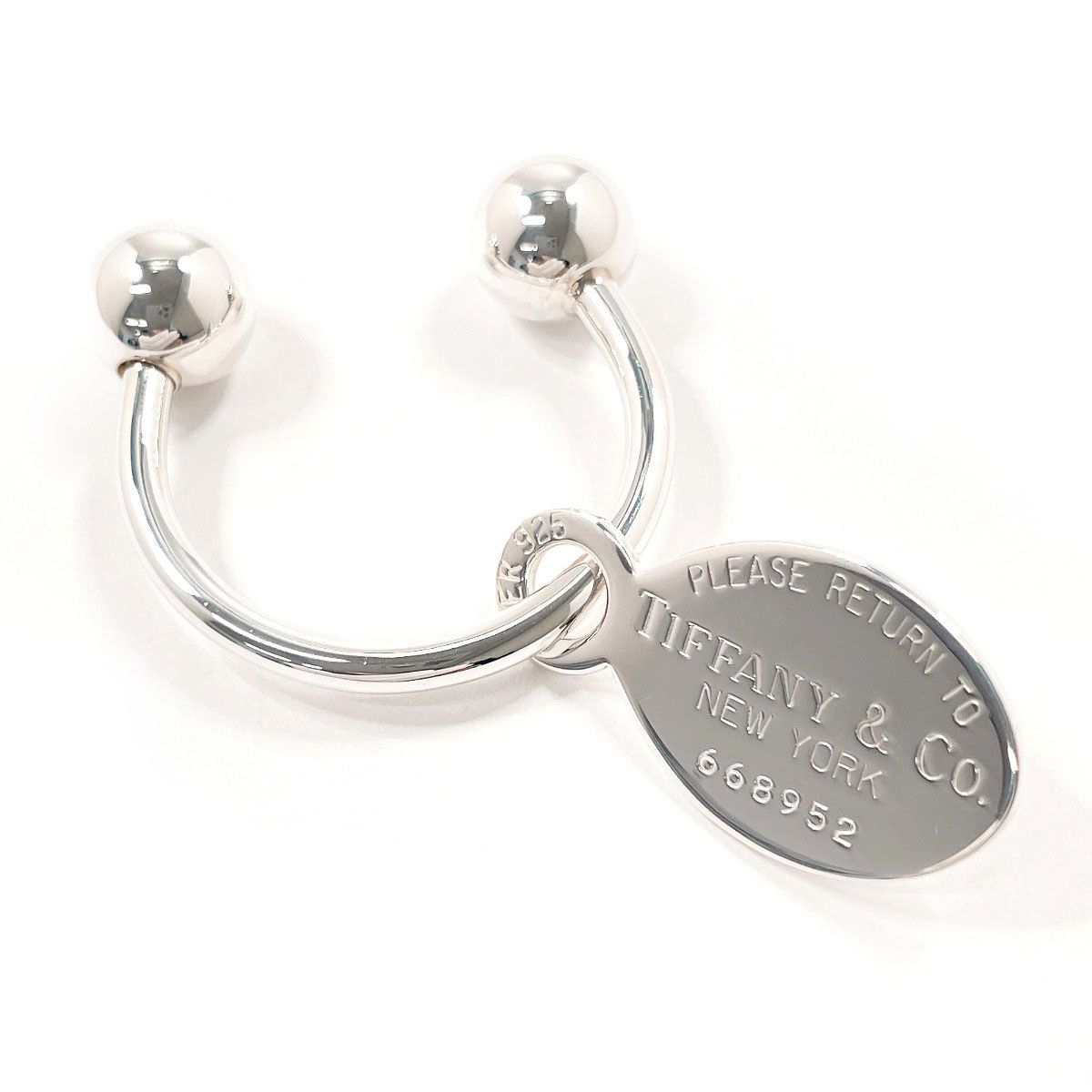 ティファニー キーホルダー オーバル タグ スクリューボール キーリング リターントゥ シルバー