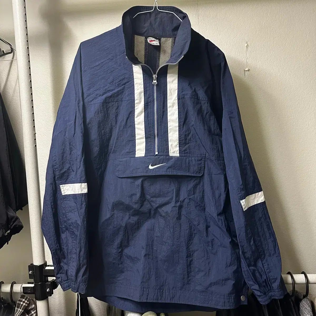 ナイキ90s ハーフジップ ウィンドブレーカー ネイビー - メルカリ