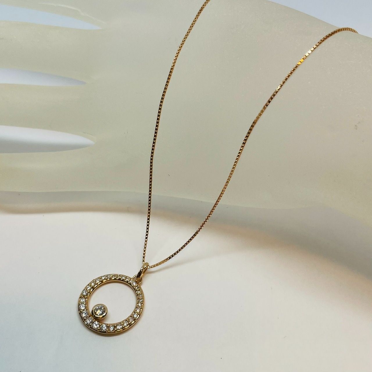 K 18 アジャスター付き ネックレス プチネック ダイヤモンド 0.143 ct 4.67