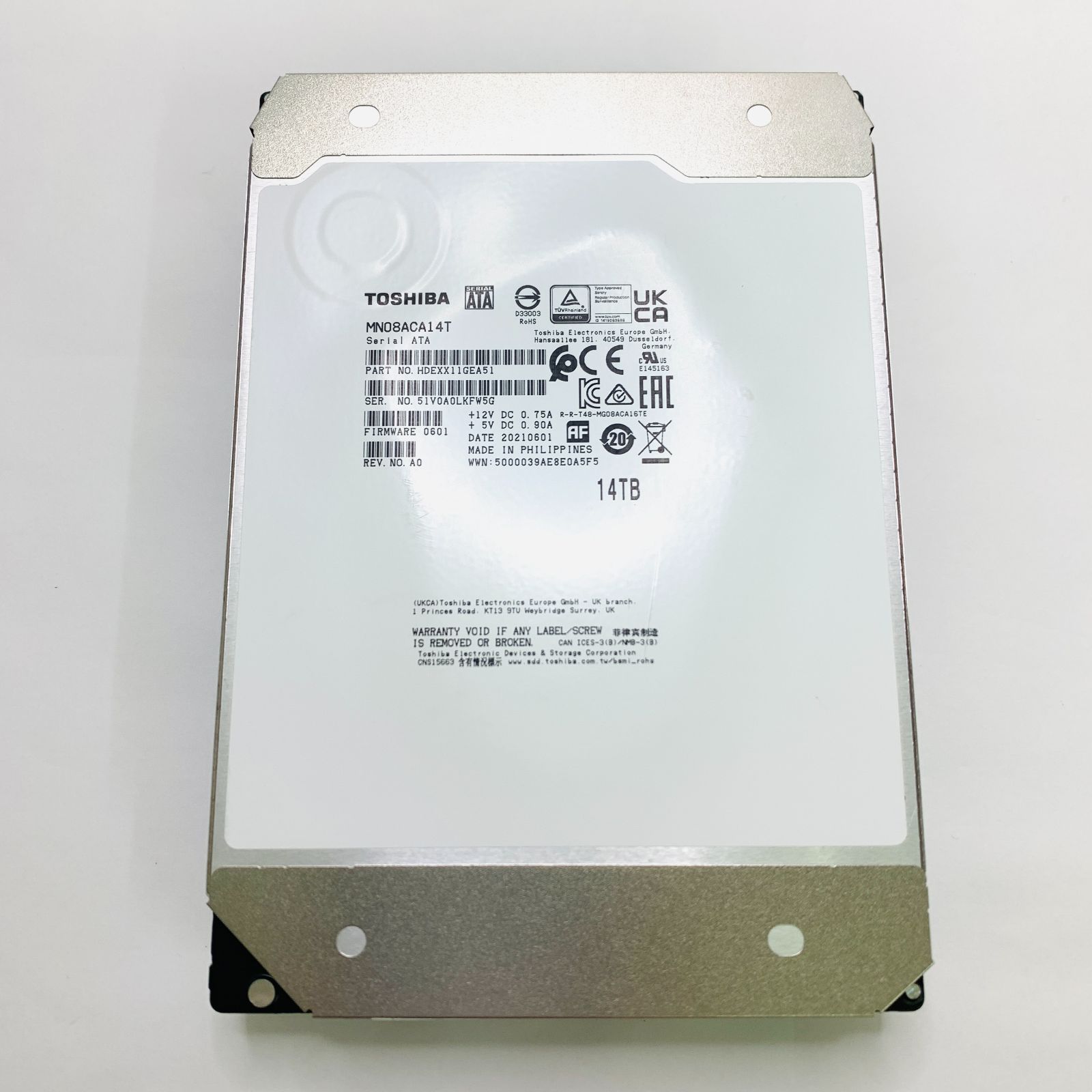 東芝 3.5 HDD 14 TB CMR JP 7 200 rpm SATA 24 x RVセンサー搭載 ヘリウム充填HDD