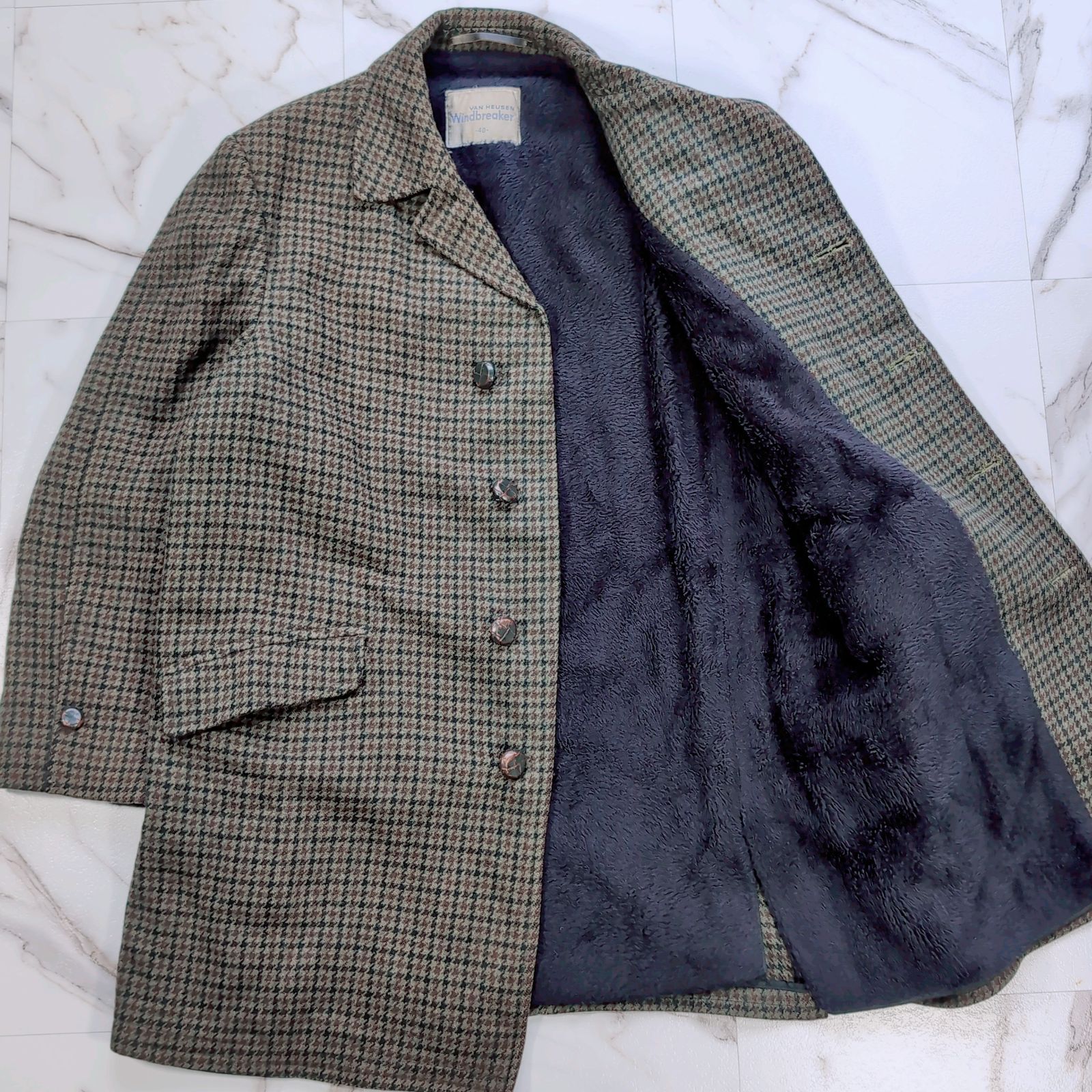 60~70s VAN HEUSEN Windbreaker 40(L) ボアライニング くるみボタン