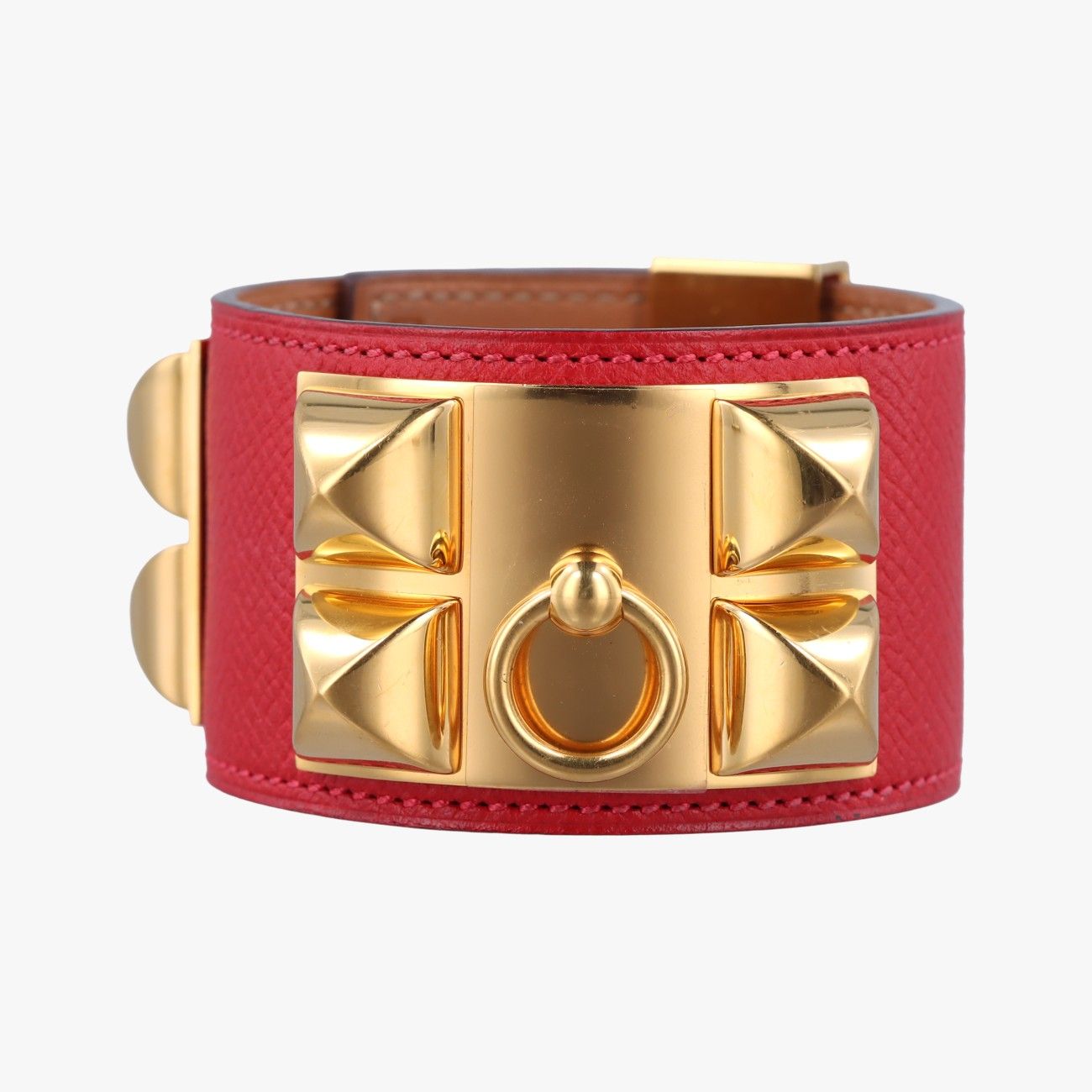 エルメスHermesコリエ ド シアン レッド ゴールド レザー GP S R Q