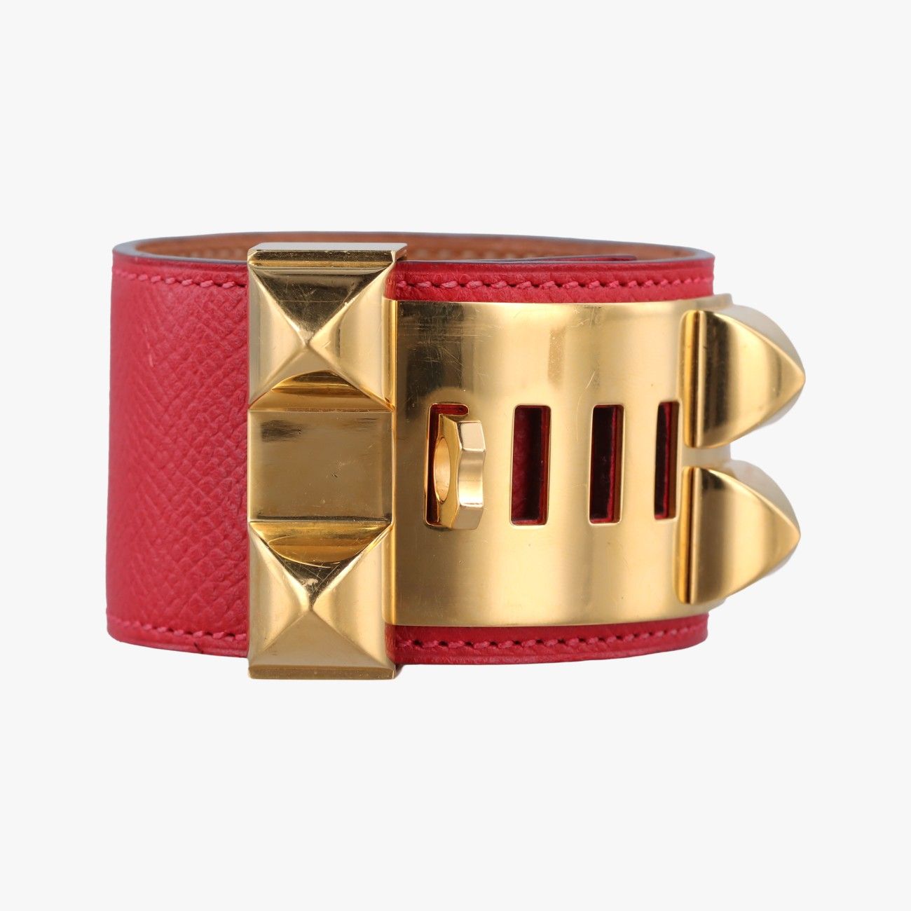 エルメスHermesコリエ ド シアン レッド×ゴールド レザー×GP S R Q