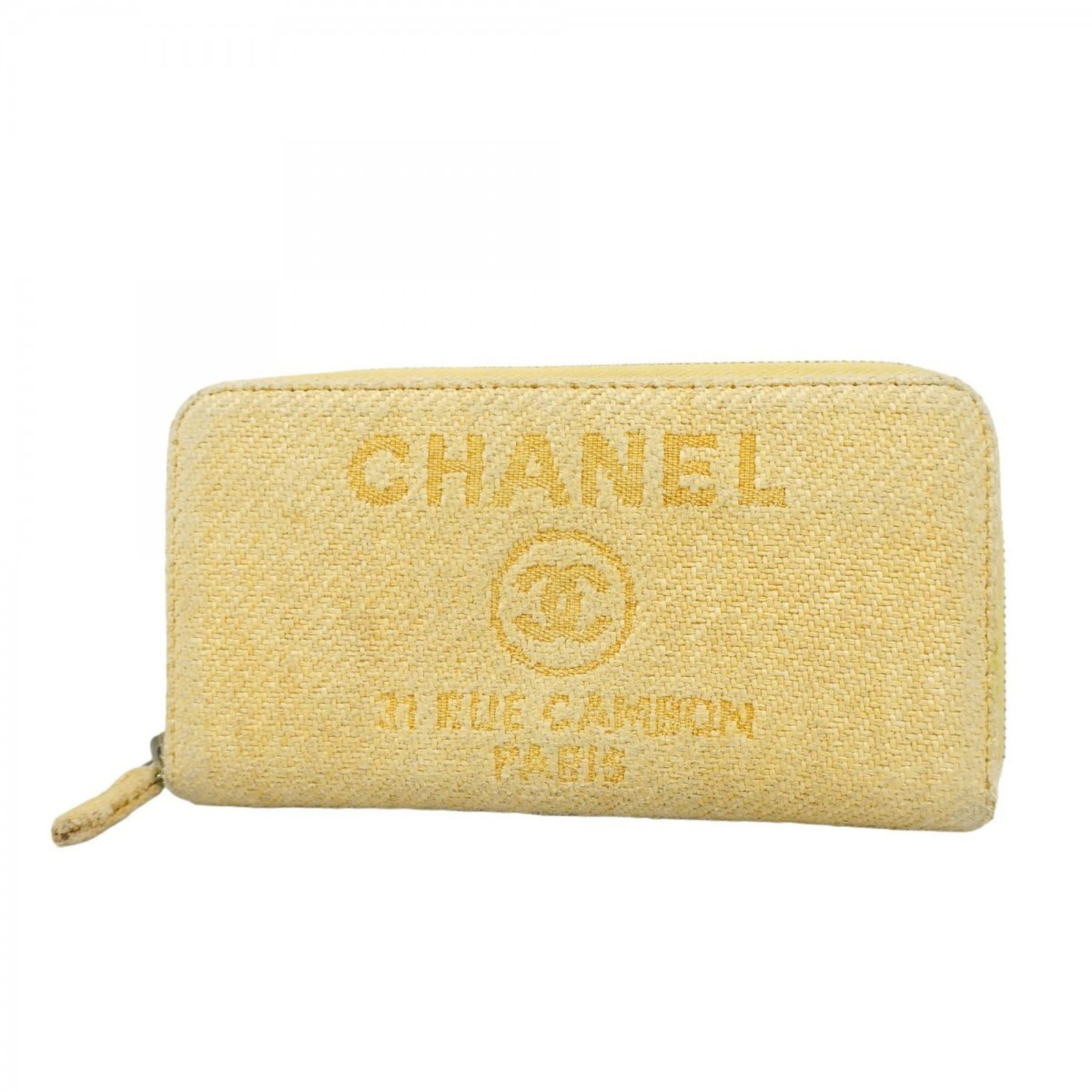 ★SALE【5pa0461】シャネル 長財布 キャンバス イエロー シルバー金具【中古】レディース シャネル(Chanel) シャネル 長財布 キャンバス イエロー レディース