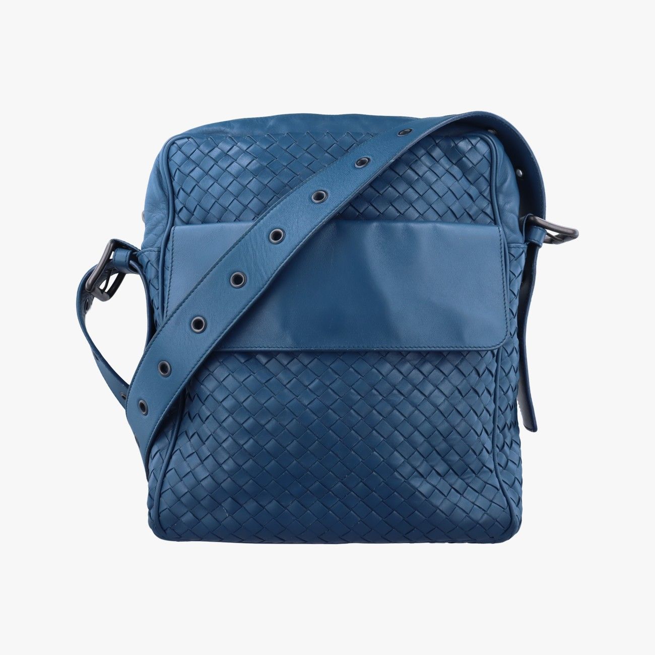 ボッテガヴェネタBottega Venetaイントレチャート ブルー ラムスキン