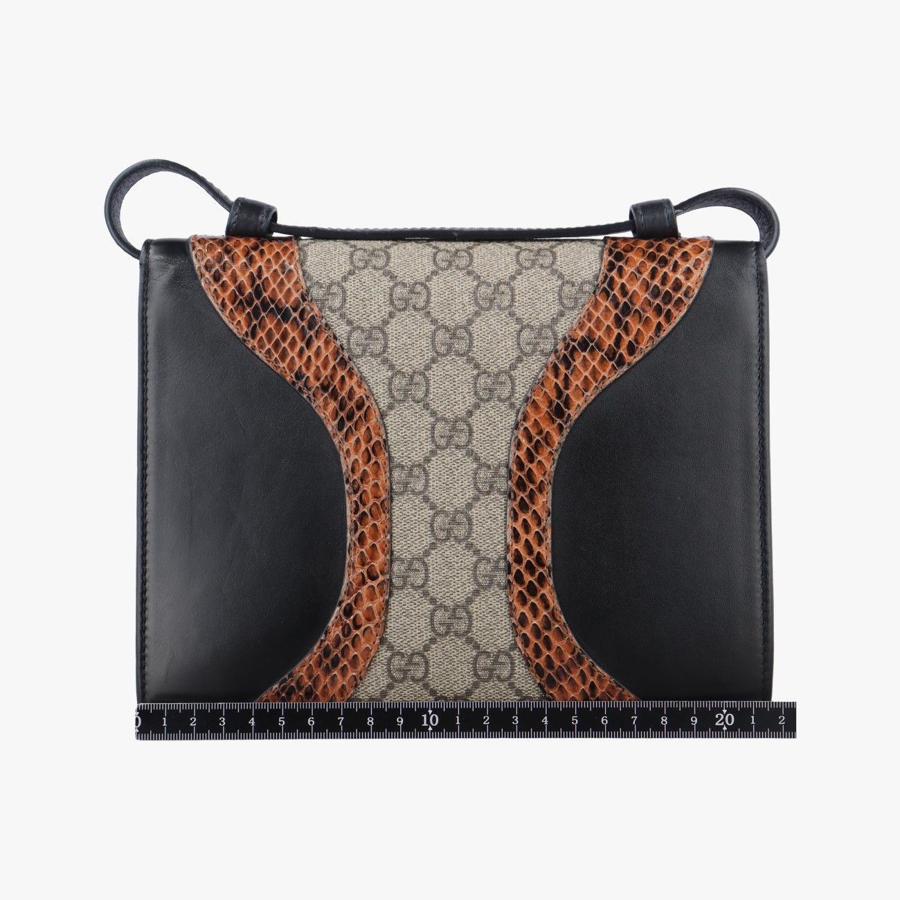 グッチGucciオシリデ ベージュ× ブラック×マルチ レザー×ヘビ革 497995