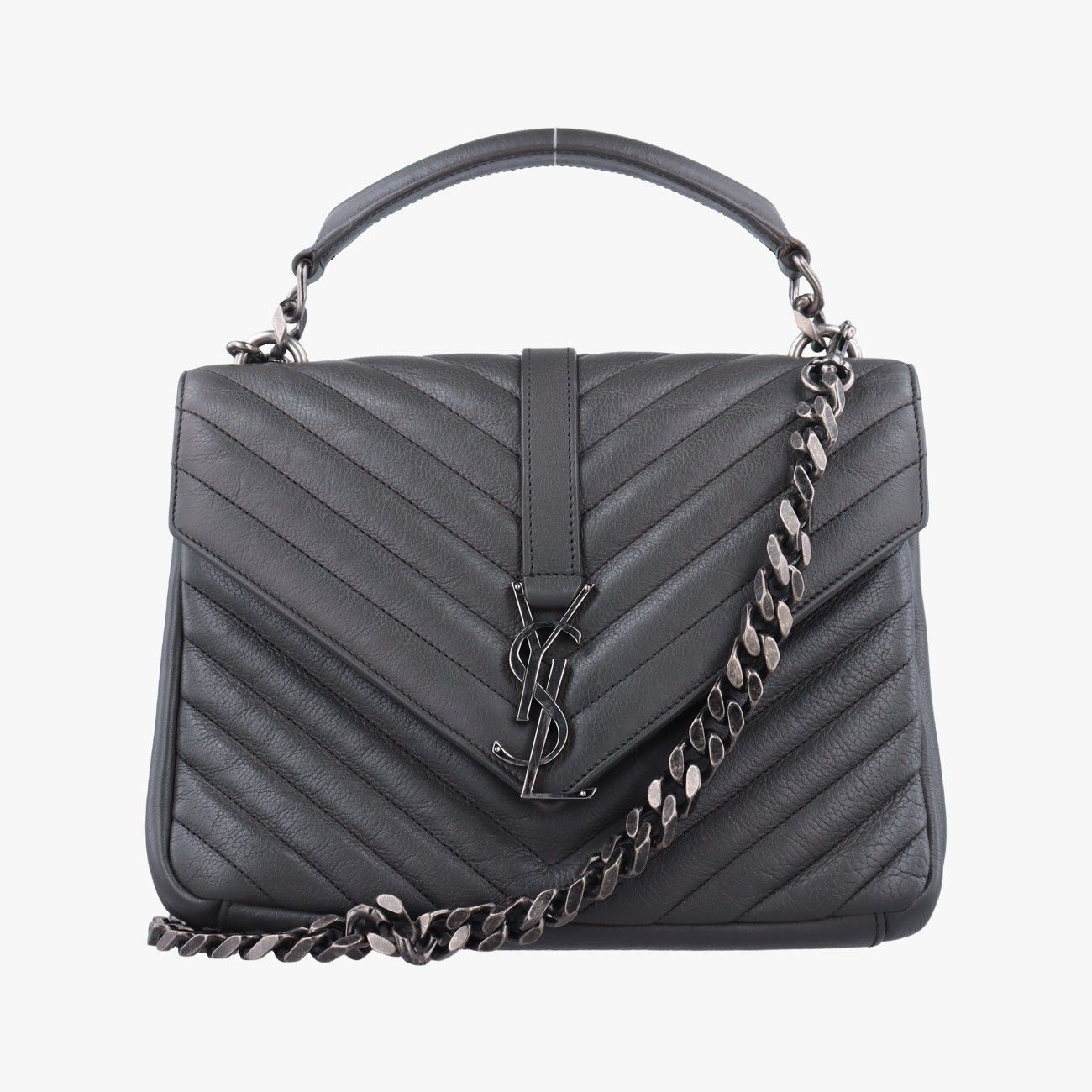 イヴサンローランYves Saint Laurentカレッジ グレー レザー 428056 .0516