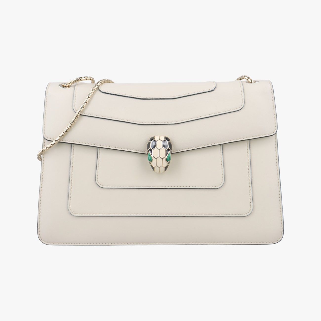 ブルガリBvlgariセルペンティ フォーエバー ホワイト レザー MM F 12 35107