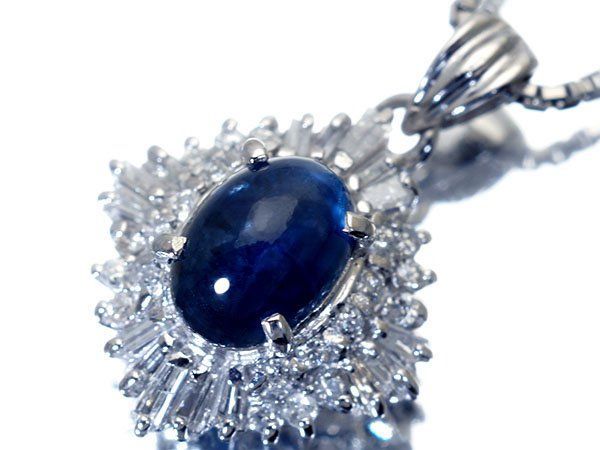 ジュエリー 超 良質天然ブルーサファイア1.16 ct＆ダイヤ0.32 ct Pt 850ネックレス h 8080 km