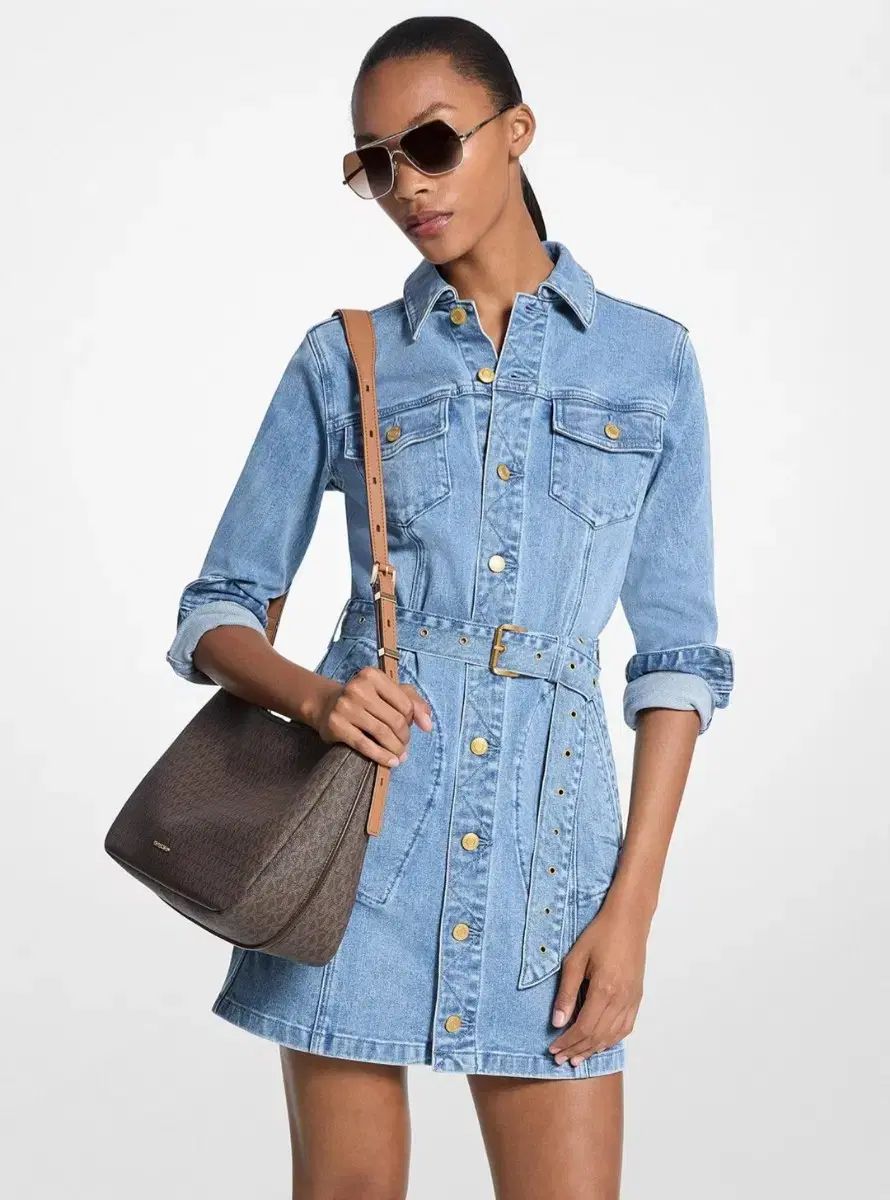 マイケルコース ベルト付き デニム ミニ ワンピース XSサイズ げ