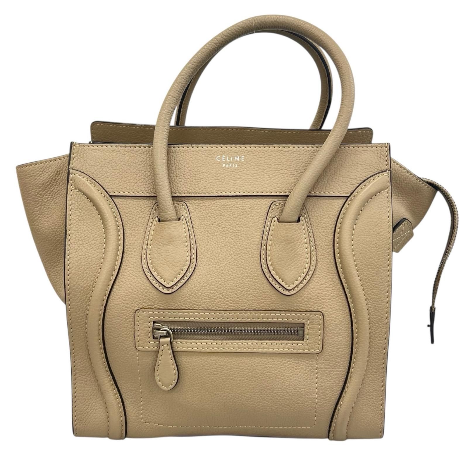 CELINE セリーヌ ラゲージ ハンドバッグ ベージュ マイクロ 無地 