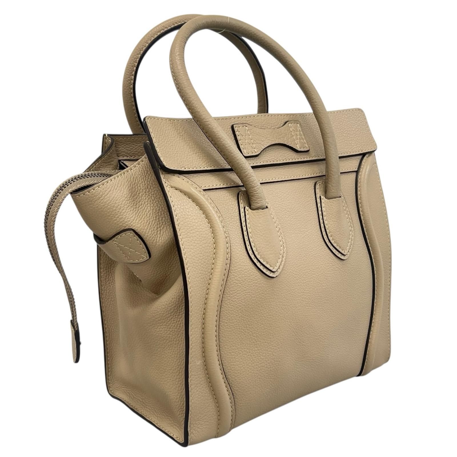 CELINE セリーヌ ラゲージ ハンドバッグ ベージュ マイクロ 無地