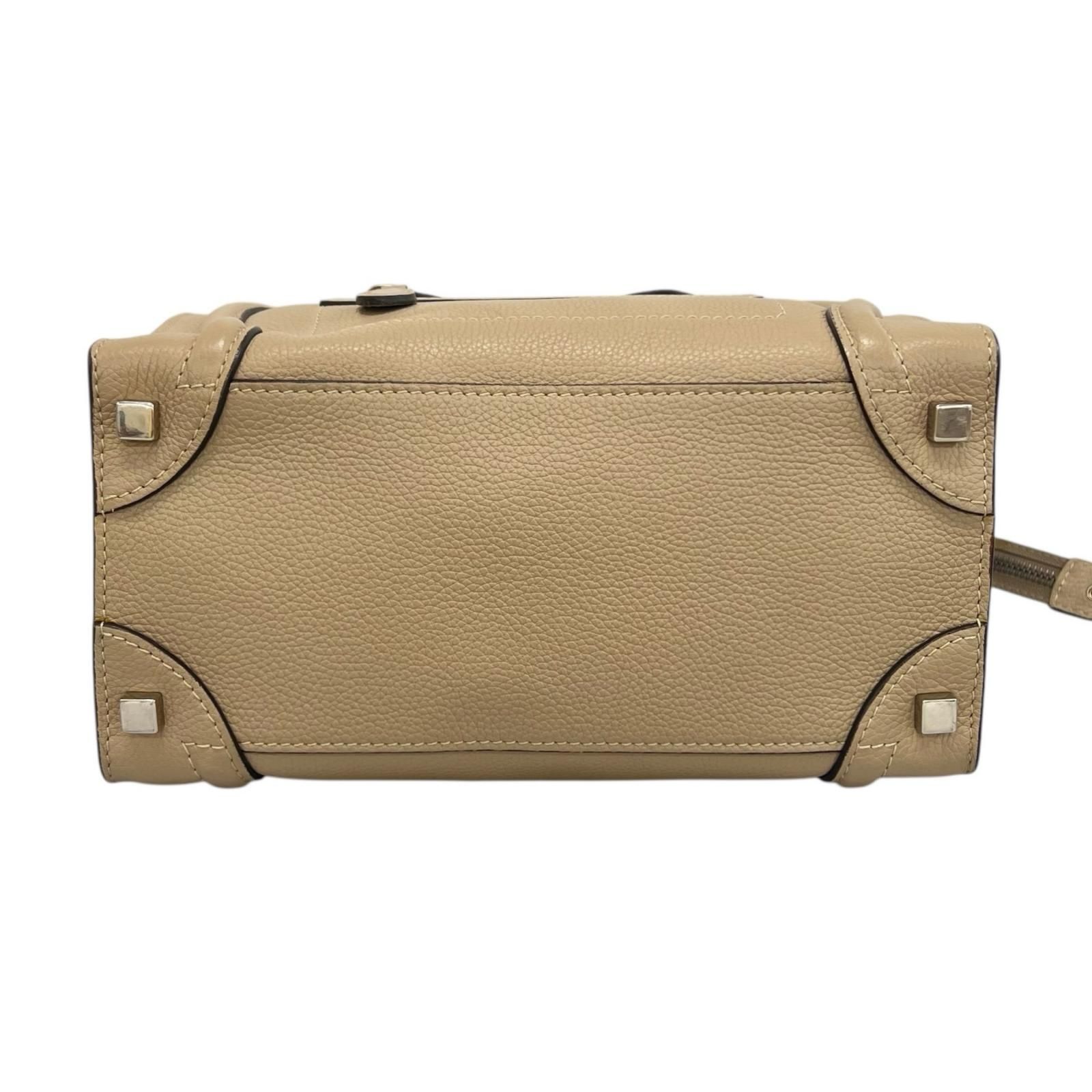 CELINE セリーヌ ラゲージ ハンドバッグ ベージュ マイクロ 無地