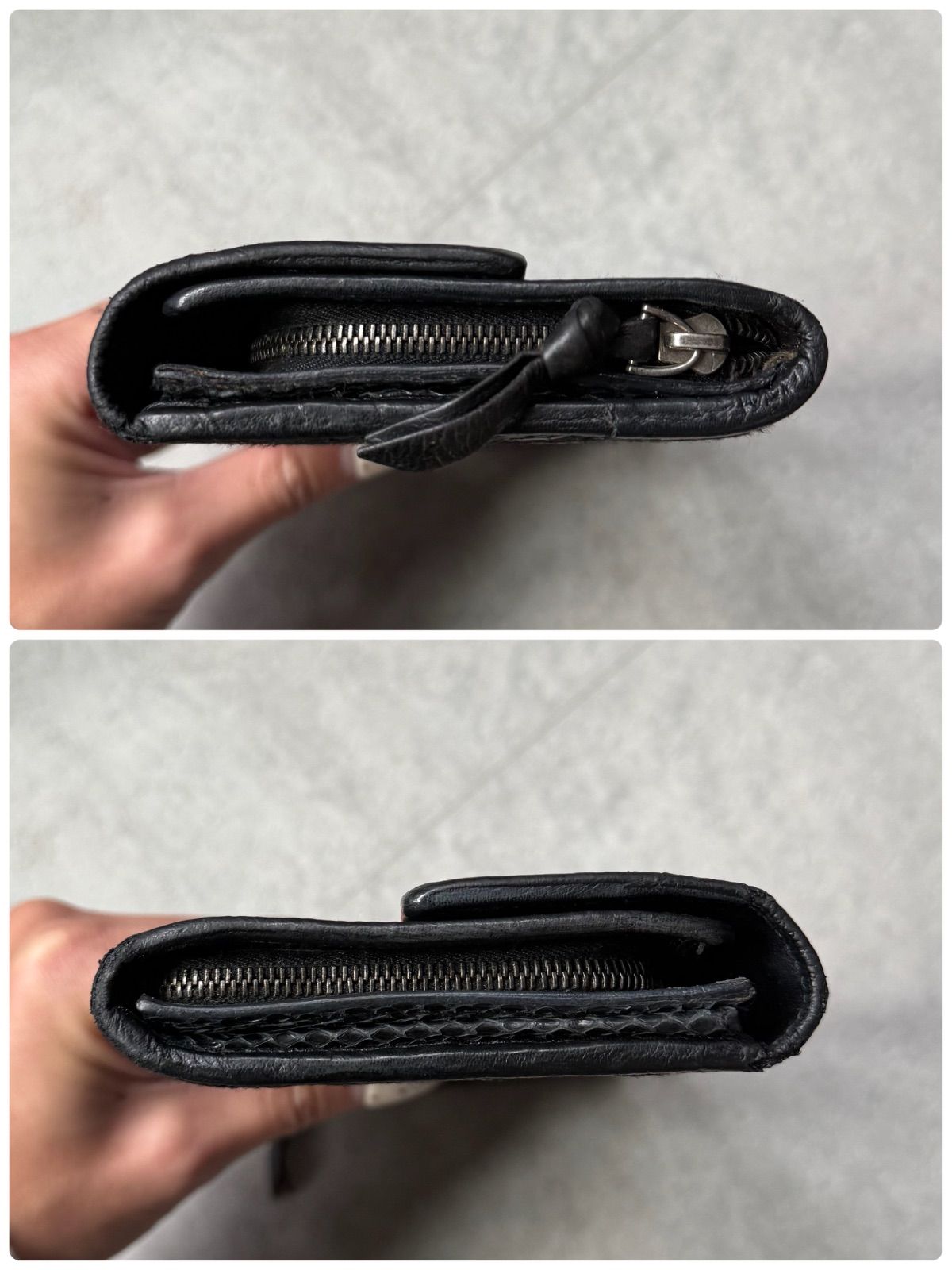 未使用 希少 BOTTEGA VENETA パイソンレザー二つ折り財布 箱袋付き 未