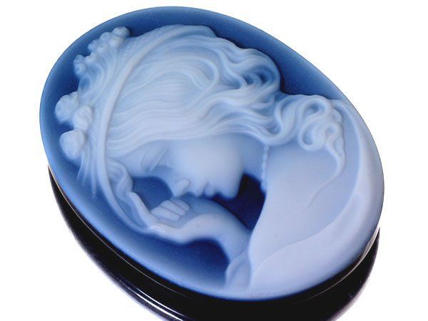 ジュエリー極】華やかな女性の彫刻 高級ブルーストーンカメオルース