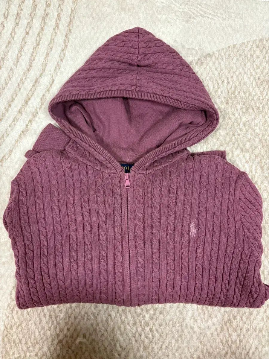 ラルフローレン キッズ ニット フード カーディガン 紫 定価20 成人55