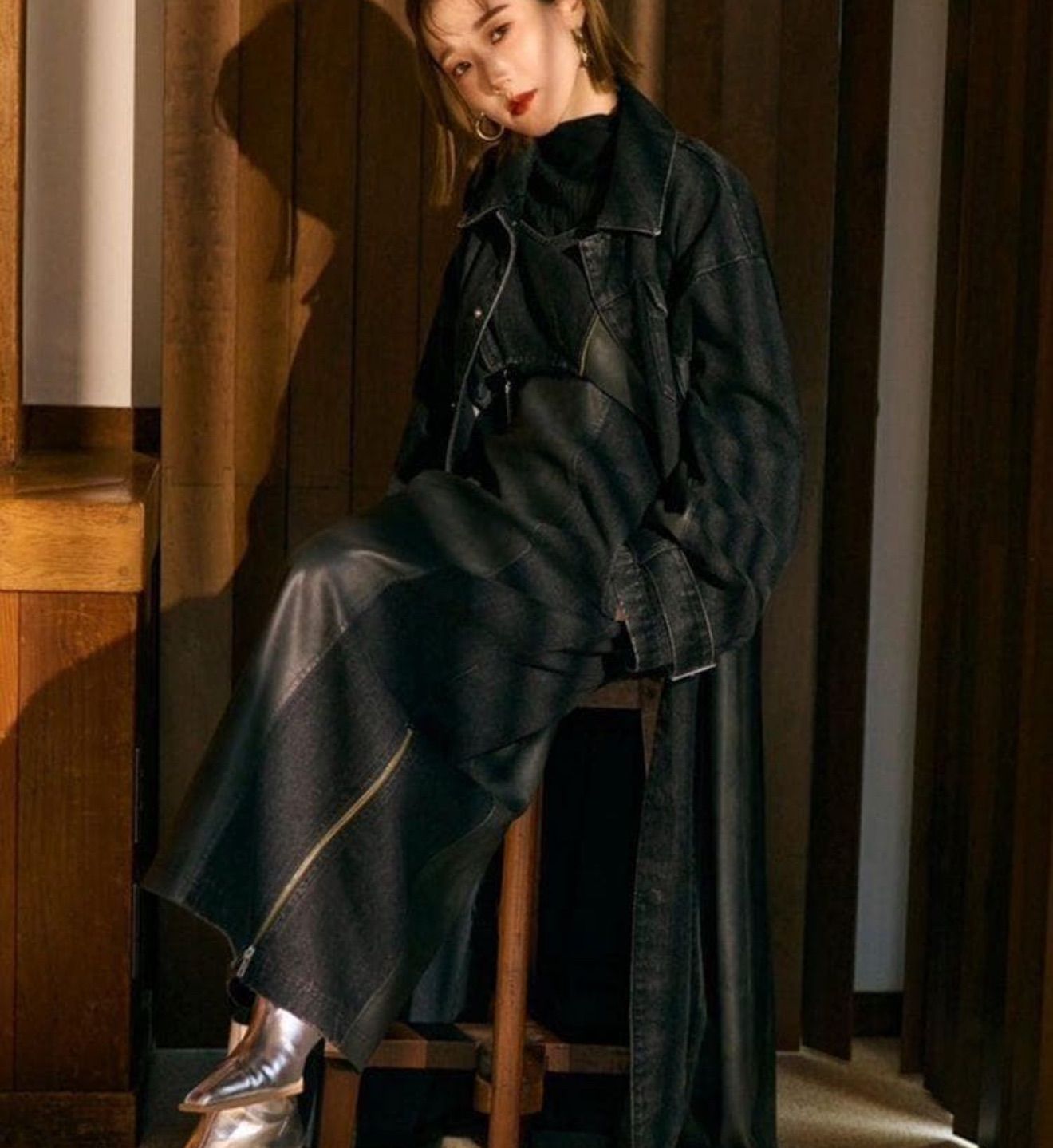 タグ付き未使用】ムルーア YUKKOコラボ フェイクレザーパターンロング