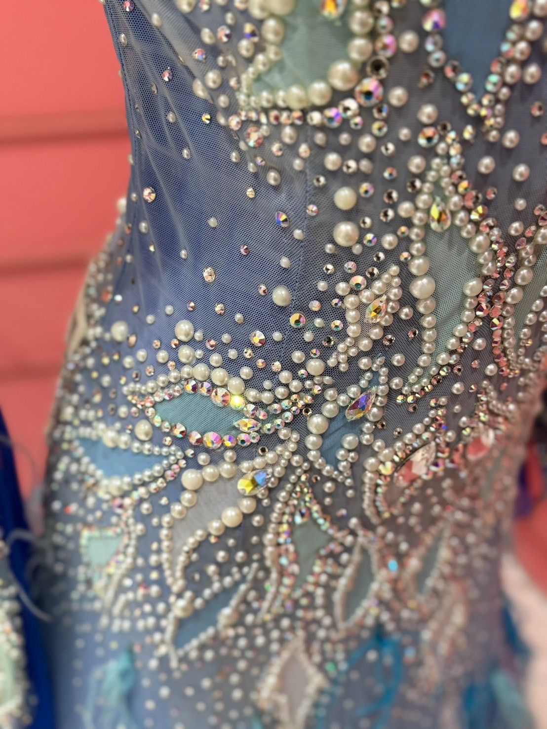  社交ダンス gentil ジャンティ ブルー オーストリッチ ドレス ドレス ダンス衣装 社交ダンス