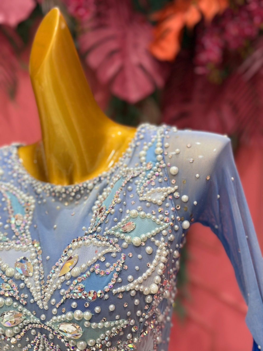 社交ダンス gentil ジャンティ ブルー オーストリッチ ドレス