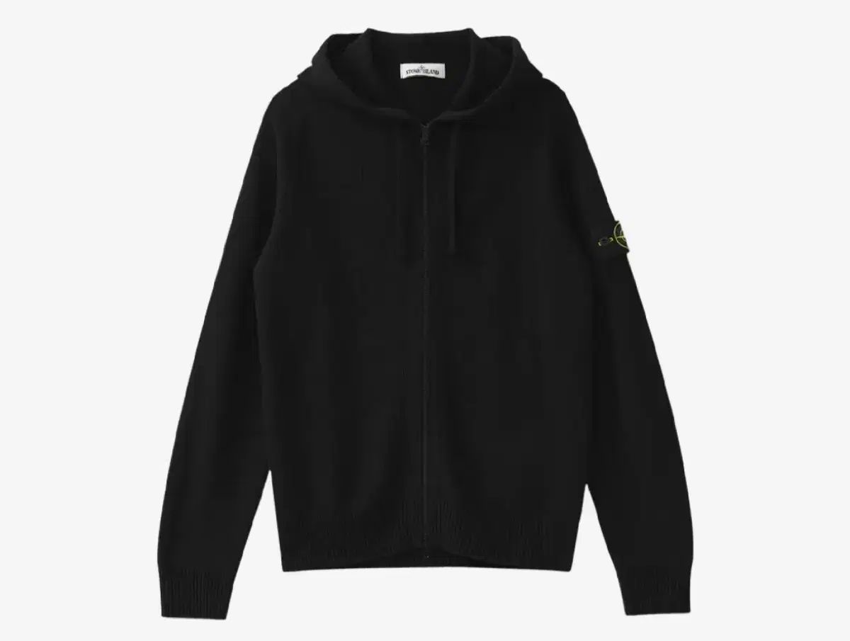 ストーンアイランド ワッペン パッチ ウール ブレンド ニット フーディー カーディガン ブラック