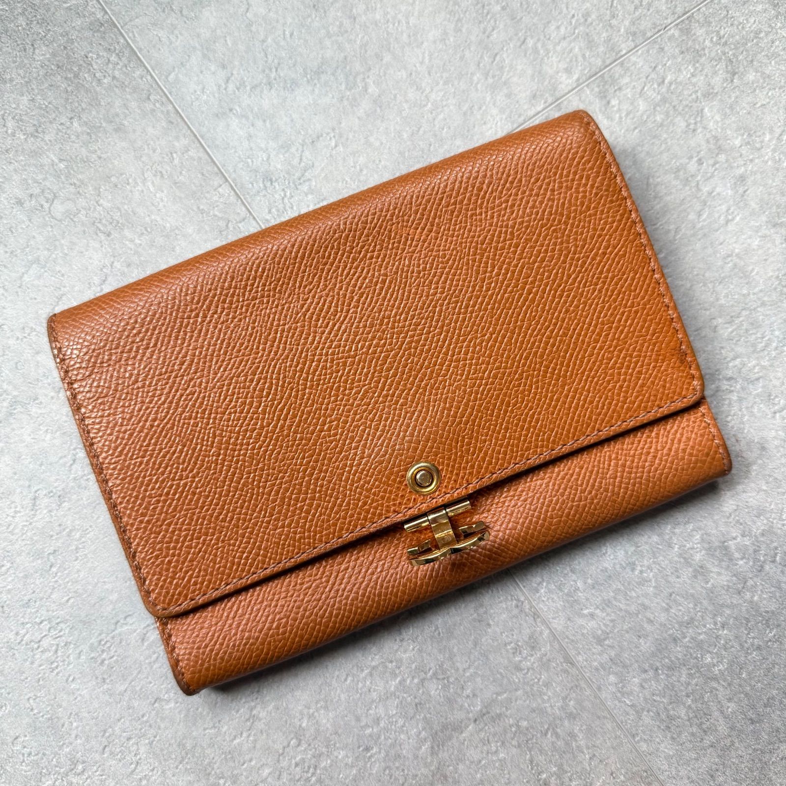 CHANEL シャネル ココマーク アイコン レザー 二つ折り財布 キャメル