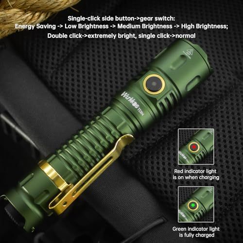  Wurkkos TD 04 懐中電灯 ledライト強力3000ルーメンタクティカル 懐中電灯照射距離最大295 M充電式 EDC懐中電灯 防災 小型 停電対策 緊急用 登山 捜索救助 ワークライト 高輝度 IP 68防水 緑 po 懐中電灯 ハンディライト ライト ランタン
